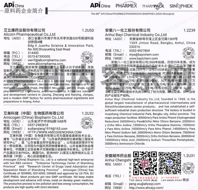 2024上海第90届API China中国国际医药原料药中间体包装设备交易会会刊